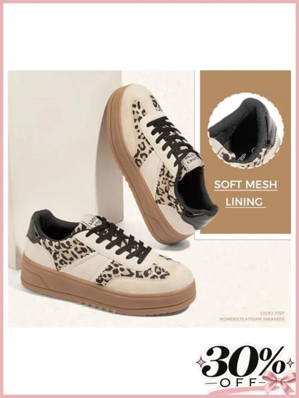 Lace Up Platform Sneakers Thick Sole Comfortable Faux Leather Low Top Walking